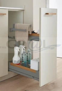 Pinello Towel Liro z drewnem z wieszakiem na ręczniki/ prawe/ szare