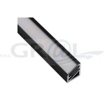 Profil aluminiowy TRILINE MINI, Czarny, 2m, Klosz mleczny