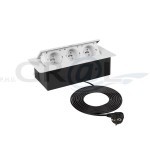 KOMBIBOX UZBROJONY z PRZEWODEM 1,5M kolor biały, 3 x gniazdo z bolcem, model nr 1