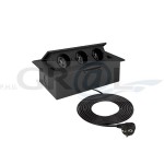 KOMBIBOX UZBROJONY z PRZEWODEM 3M kolor czarny, 3 x gniazdo z bolcem, model nr 1