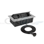 KOMBIBOX kolor aluminium, 2x gniazdo francuskie, 1xUSB A, 1xUSB C, przewód zasilający 1,5m