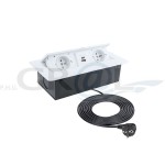 KOMBIBOX kolor biały, 2x gniazdo francuskie, 1xUSB A, 1xUSB C, przewód zasilający 1,5m