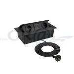 KOMBIBOX kolor czarny, 2x gniazdo francuskie, 1xUSB A, 1xUSB C, przewód zasilający 1,5m