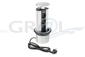 Przedłużacz biurkowy wpuszczany 3 gniazda srebrny POWER PORT AE-BPW3GU-80