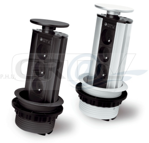 Przedłużacz biurkowy wpuszczany 3 gniazda srebrny POWER PORT AE-BPW3GU-80