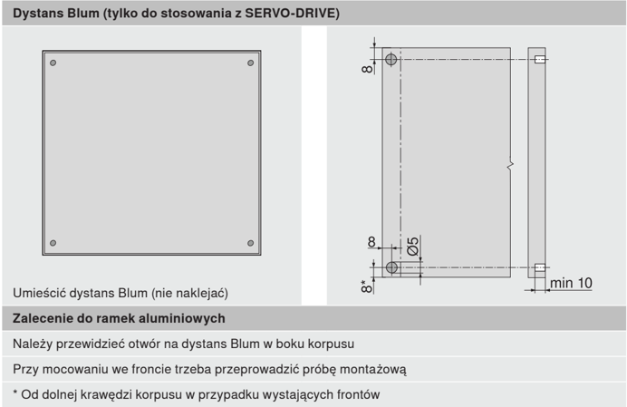 SERVO-DRIVE i dystans Blum do AVENTOS HL top